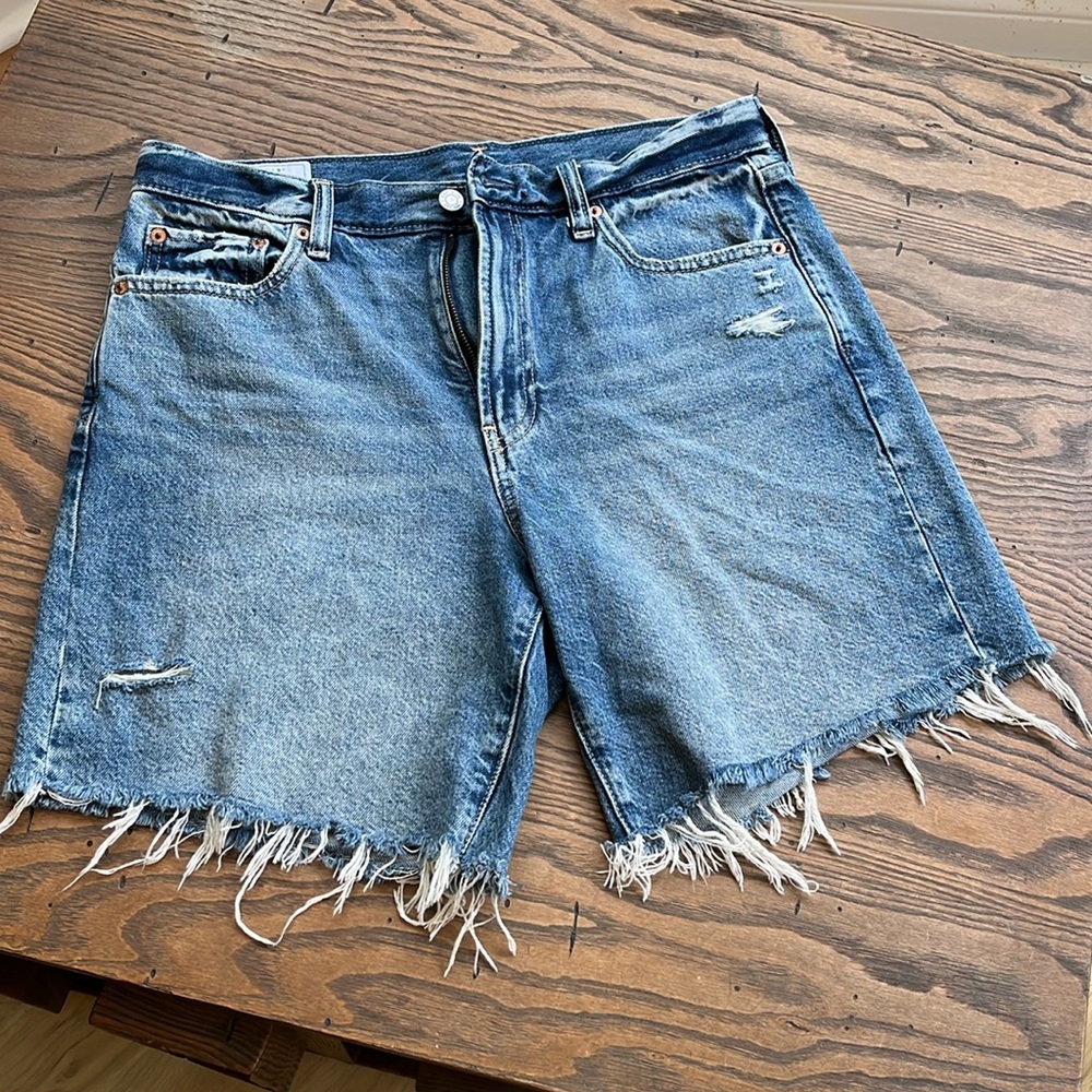 GAP Blue Jean Shorts Distressed Raw Hem